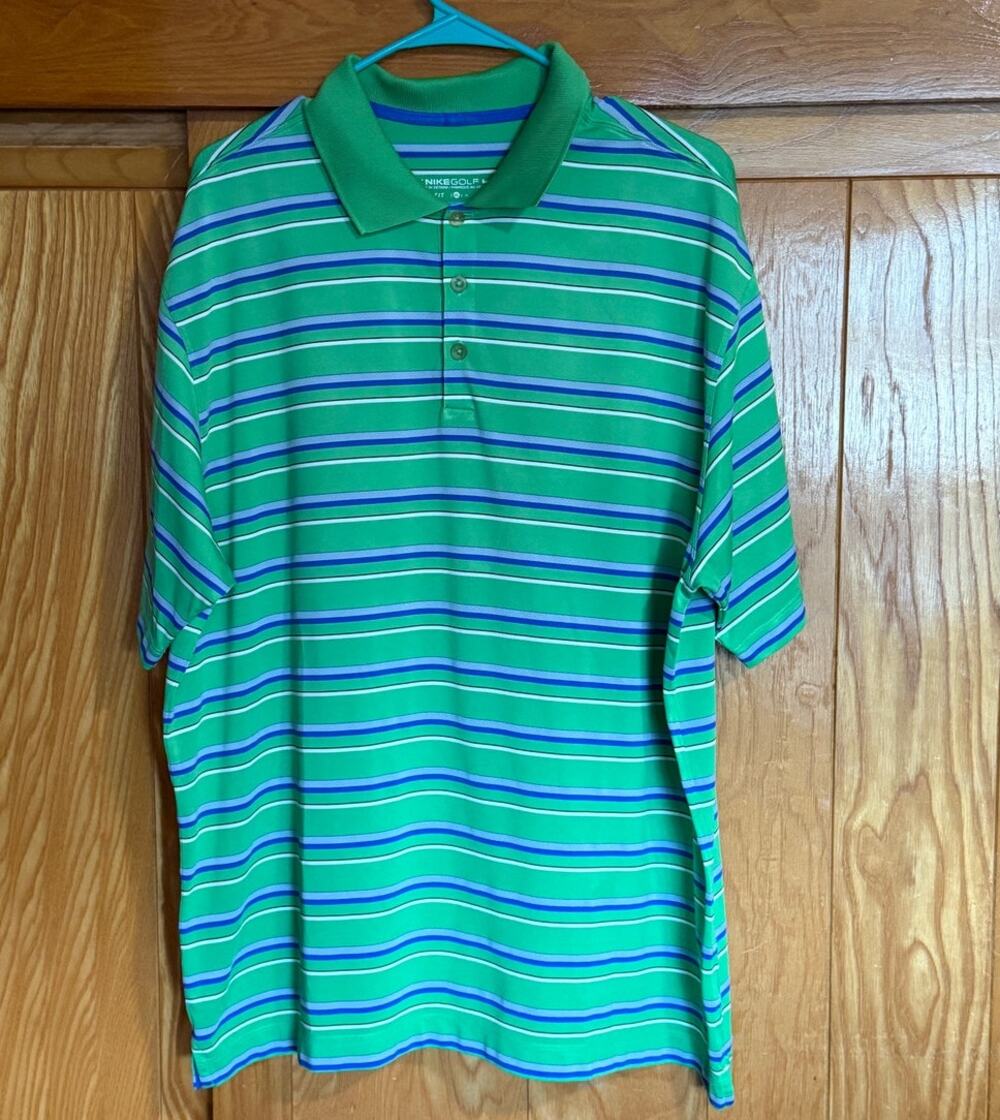 Vintage Men's 2011 Nike Golf Dri-FIT Striped Polo Shirt - XL